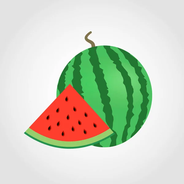 Reife Wassermelone Und Eine Bunte Scheibe Vektorillustration — Stockvektor