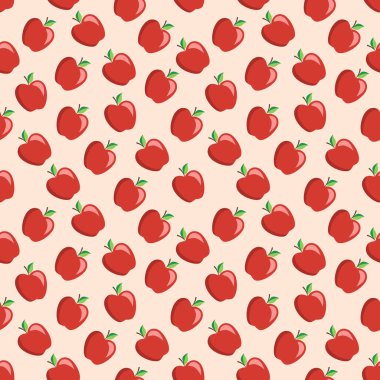 Lezzetli ve tatlı elmalı kusursuz bir desen. Bu meyve tasarımı senin iş projelerin için. Kumaş ve dekor için ideal. Güzel vektör arkaplanı.