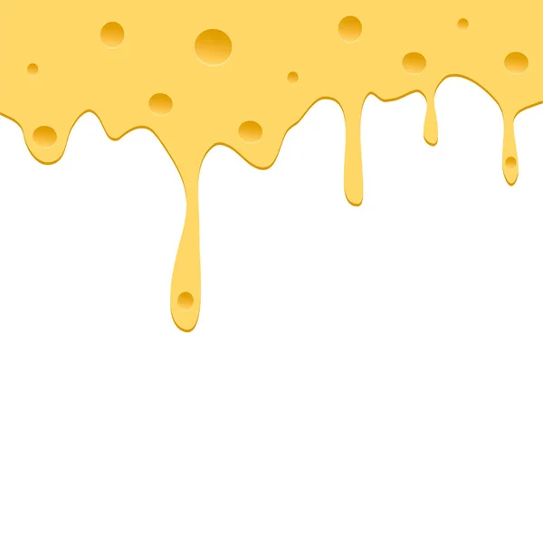 Drips Melted Cheese White Background — Stock Vector