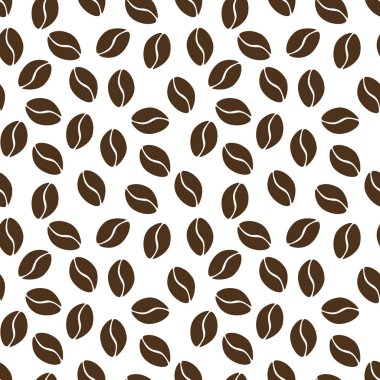 Vektör kahve kalıbı. Kahve çekirdekleri pürüzsüz. Beyaz arka planda basit bir kahve kalıbı..