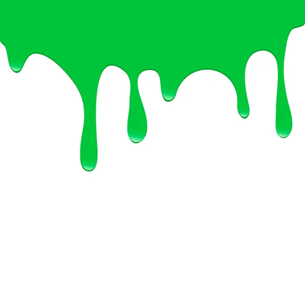 Tropfende Grüne Farbe Tropfende Flüssigkeit Flüssige Flüssigkeit Farbe Verschüttet Fallende — Stockvektor