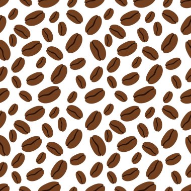 Fasulyeli kahvenin kusursuz deseni. Vektör illüstrasyonu