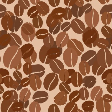 Fasulyeli kahvenin kusursuz deseni. Vektör illüstrasyonu