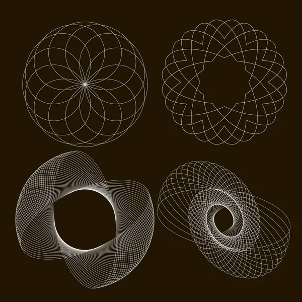 Spirographen Auf Schwarzem Hintergrund Spirograph Abstraktes Element — Stockvektor