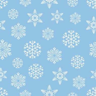 Kar taneleri ve yıldızların pürüzsüz deseni. Noel, Yeni Yıl deseni.