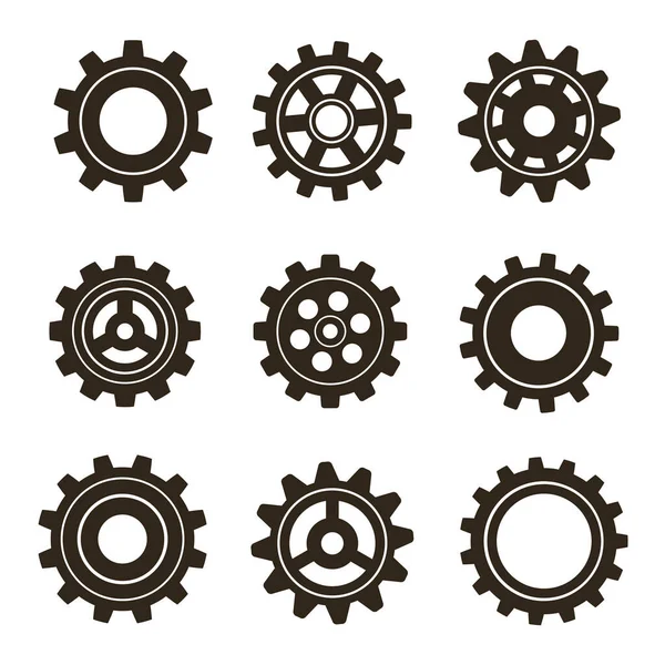 Metallzahnräder Eingestellt Werksgetriebe Vektor Symbol Mechanisches Getriebe Das Bild Der — Stockvektor