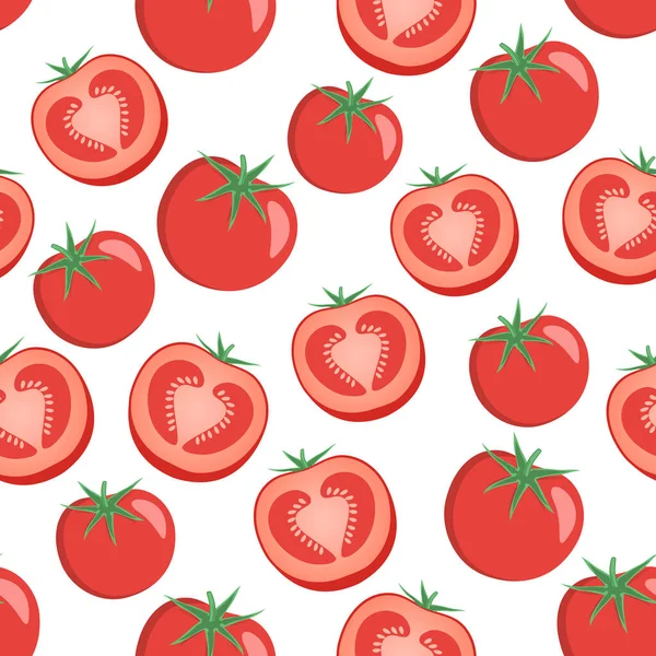 Nahtloses Muster Mit Saftigen Tomaten Dieses Pflanzliche Design Ist Für — Stockvektor