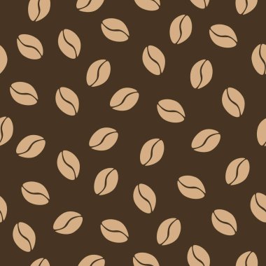 Fasulyeli kahvenin kusursuz deseni. Vektör illüstrasyonu