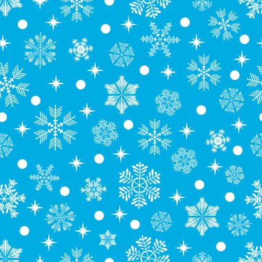 Kar taneleri ve yıldızların pürüzsüz deseni. Noel, Yeni Yıl deseni