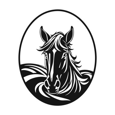 At kafası silueti, at kafası logosu, hayvan amblemi, at sembolü, vektör illüstrasyonu
