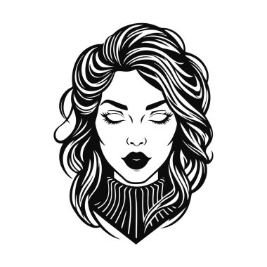 Zarif kadın silueti, kadın vektörü, güzellik salonu logosu, kadın yüz hatları, şık kız kafası tasarımı