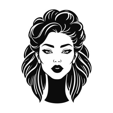 Zarif kadın silueti, güzellik salonu logosu, kadın yüz hatları, şık kız kafası tasarımı.