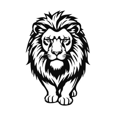 Aslan illüstrasyon vektörü, vahşi hayvan çizimi, büyük kedi grafiği, orman yırtıcısı sanatı, safari vahşi yaşam tasarımı