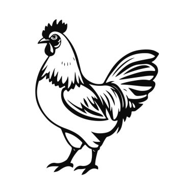 Rooster silhouette vector illustration, farm animal graphic, rural bird design, cock symbol art, poultry icon for decoration and logo
