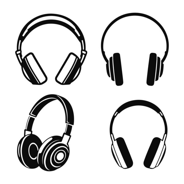 Иллюстрация наушников, дизайн аудиоустройств, символ прослушивания музыки, оформление звукового оборудования, современный объект наушников для развлечения
