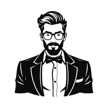 Erkek portresi, şık erkek karakter, havalı erkek tasarımı, yenilikçi moda sanat eserleri.