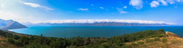 Idyllic Summer Landscape Panorama Clear Mountain Lake — Stock Photo, Image