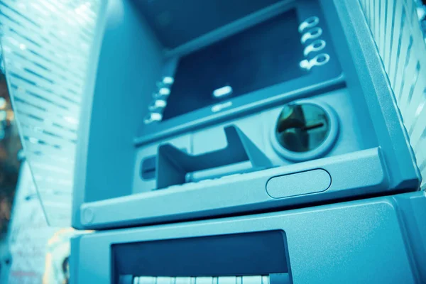 Modern street ATM machine for withdrawal of money and other financial transactions.