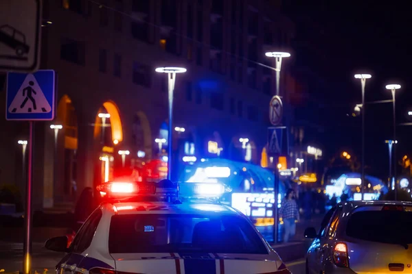 Flasher Luz Azul Topo Uma Polícia — Fotografia de Stock