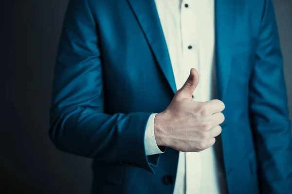 Man Hand Sign Dark Backgroun — Stock Photo, Image