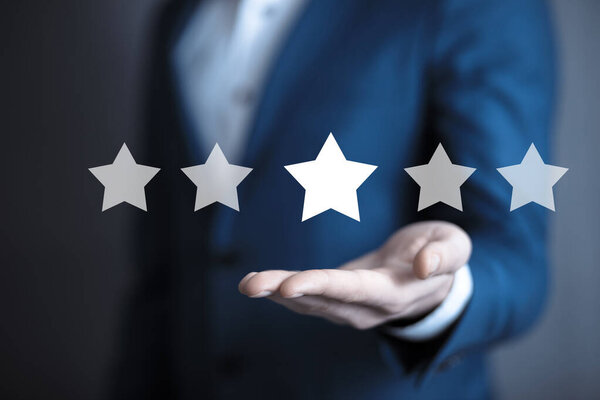 man hand stars in scree