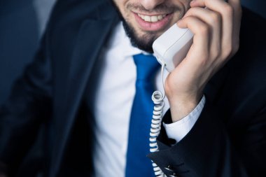 Gülümseyen adam eli vintage fonon