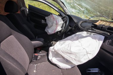 Airbag exploded at a car accident backgroun clipart