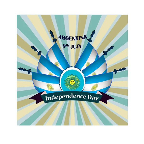 День независимости Аргентины, иллюстрация с национальными флагами — стоковый вектор