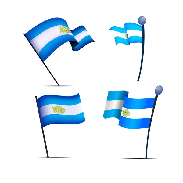 Jour de l'indépendance de l'Argentine, un ensemble de drapeaux, illustration — Image vectorielle