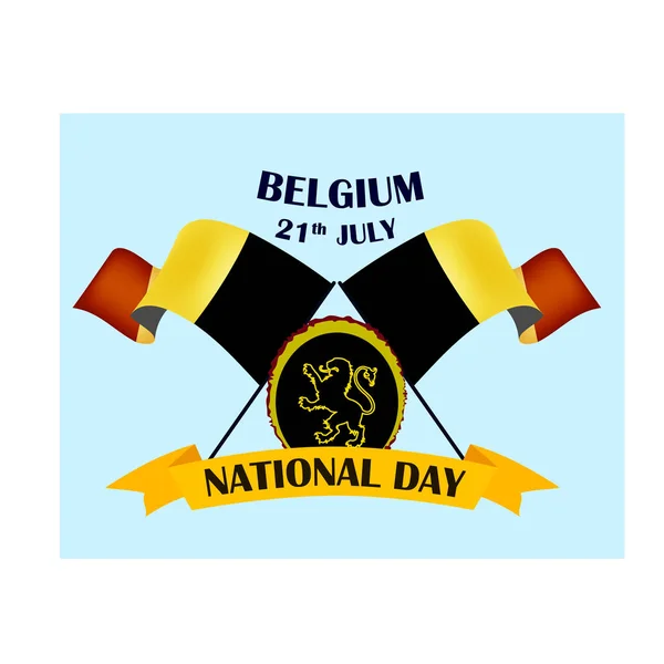 Día Nayional Bélgica Ilustración Vectorial Con Banderas Nacionales Ilustración Vectorial — Vector de stock