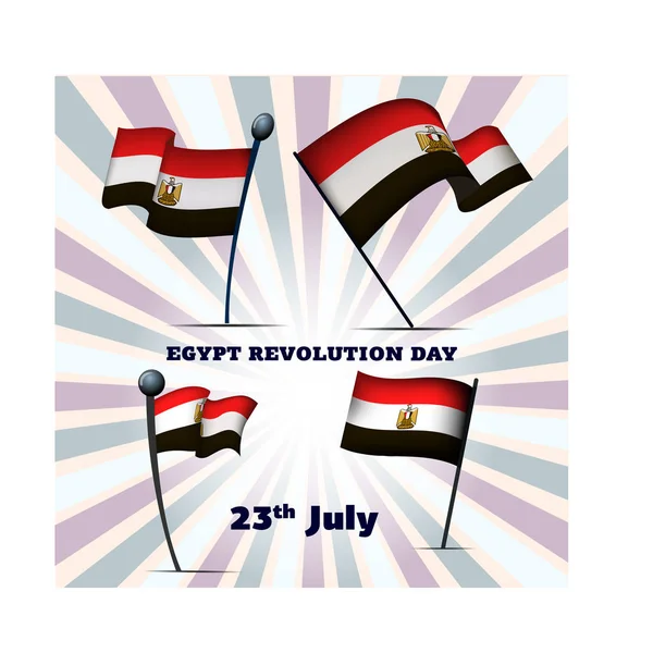 Набор из четырех флагов Египта в День революции в Египте 23 июля — стоковый вектор