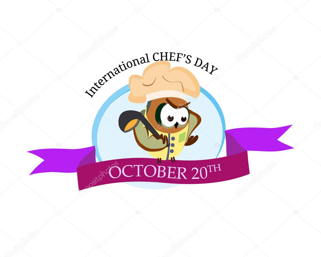 International Chef Day Greeting Card Funny Cartoon Chef Owl With Hat On Isolated Background Vector Illustration Premium Vector In Adobe Illustrator Ai Ai Format Encapsulated Postscript Eps Eps Format