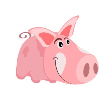 Resim karikatür pembe domuz, sembol, Çin yeni yılı, izole bir arka plan üzerinde