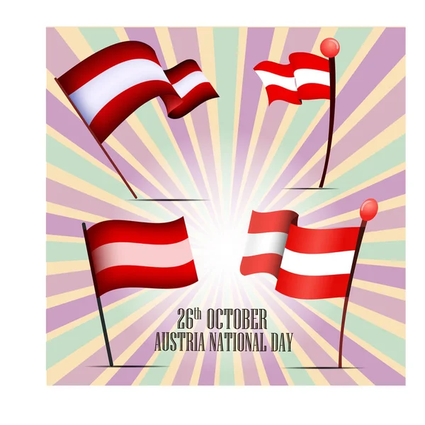 Set de cuatro banderas de Austira en el Día Nacional 26 de octubre — Vector de stock