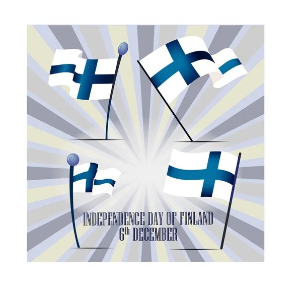 Día de la Independencia de Finlandia, con banderas nacionales — Vector de stock
