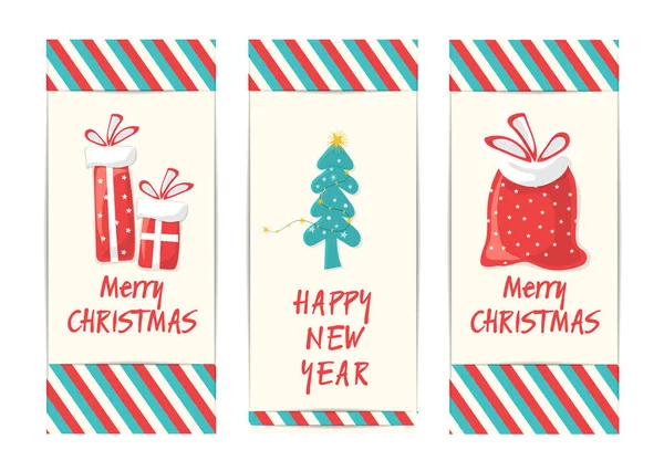 Vector Illustration Happy New Year Christmas Decor Posters Banners Postcards — Stock Vector