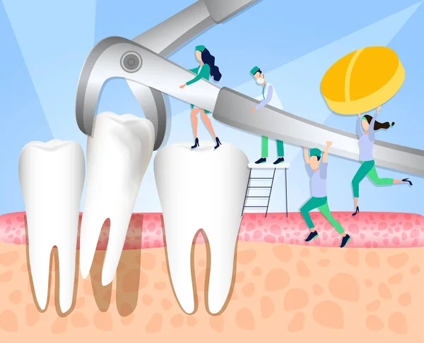 Стоматологическая Процедура Удаление Зуба Пациента Нарушение Эмали Зубная Инфекция Бактерии — стоковый вектор