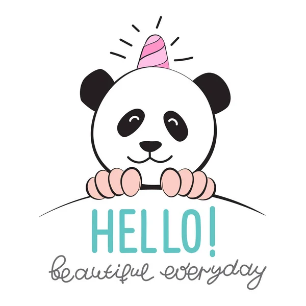 Vectorillustratie Voor Meme Panda Unicorn Komische Stijl Cool Sticker Voor — Stockvector