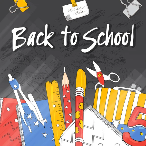 Back School Concept School Products Suitable Graphic Design Web Banners — Stock Vector