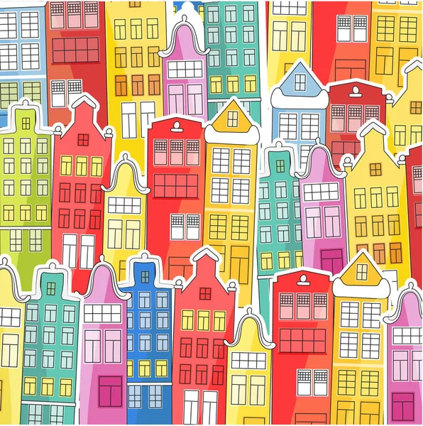 Background Bright Colored Houses Vector Illustration Flat Style Suitable Cover — Stock Vector