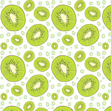 Kivi deseni. Grafik Yaz parlak meyve. Sağlıklı ve sağlıklı gıda kavramı. Vektör çizimi