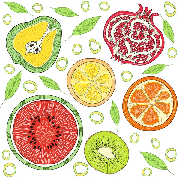 Fruit Patroon Het Concept Van Gezond Gezond Voedsel Zomer Bright — Stockvector