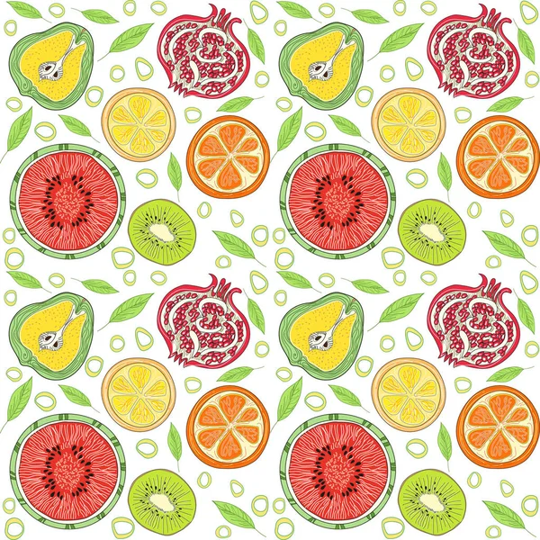 Pattern Bright Summer Fruits Concept Healthy Healthy Food Texture Fruit — Stock Vector