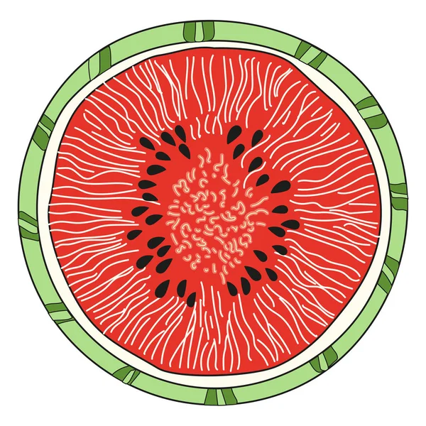 Καλοκαίρι Φωτεινό Κόκκινο Καρπούζι Σπόρους Απεικόνιση Διανυσματικών Φορέων — Διανυσματικό Αρχείο