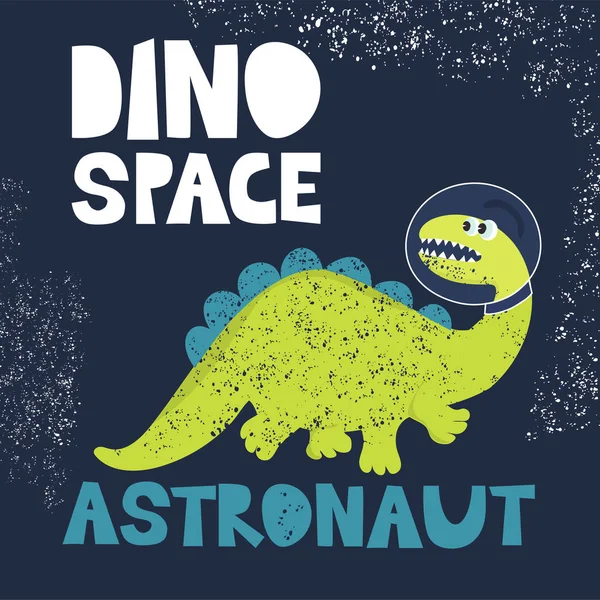 Drôle Dinosaure Astronaute Dans Espace — Image vectorielle