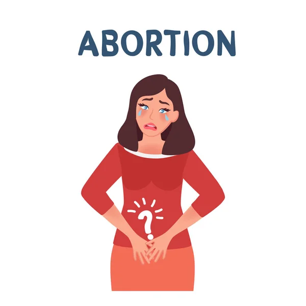 Menina preocupada com gravidez indesejada, aborto — Vetor de Stock