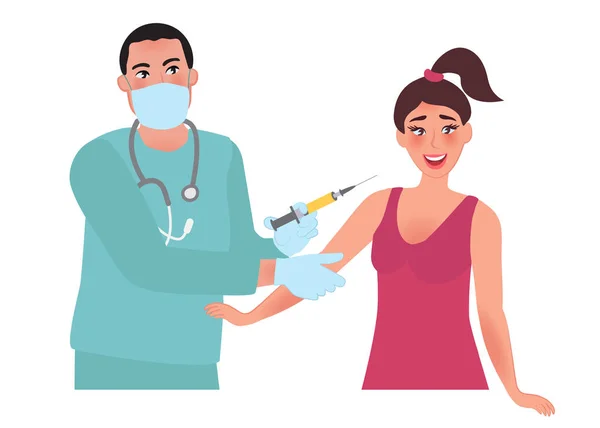 El médico vacuna al paciente — Vector de stock