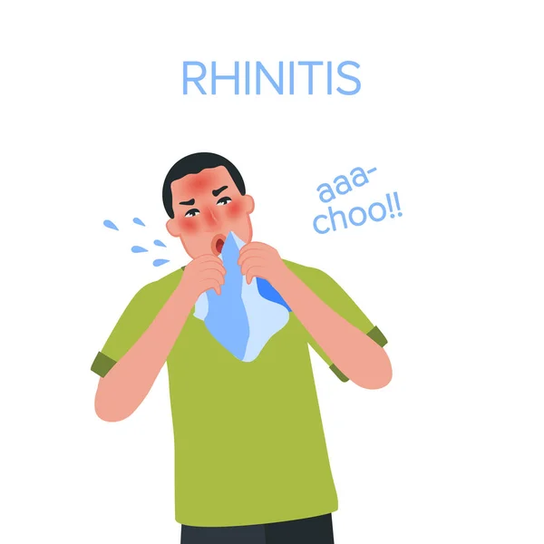 Síntomas Resfriado Adulto Estornudos Dolor Cabeza Fiebre Congestión Nasal Ilustración — Vector de stock