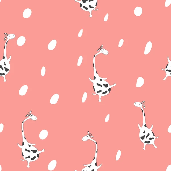 Нежный Узор Милых Летающих Жирафов Розовом Фоне Подходит Печати Бумаге — стоковый вектор