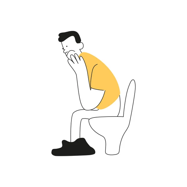 Человека Туалете Запор Проблемы Дефекации Людей Векторная Иллюстрация Медицинских Плакатов — стоковый вектор